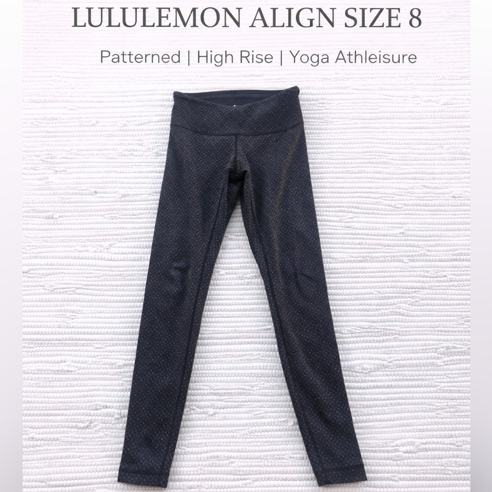 Lululemon Align Leggings Black Pattern Size 8 High Rise Yoga Athletic